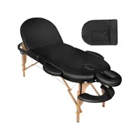 tectake table de massage portable pliante à 3 zones ovale avec 5 cm de rembourrage, avec cadre en bois 404371