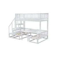 lit superposé peu encombrant avec escalier table réglable canapé lit cabane 90x200 cm blanc