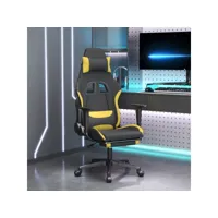fauteuil gamer chaise de bureau - fauteuil de jeu avec repose-pied noir et jaune tissu meuble pro frco64735