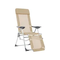 chaises de camping pliables 2pcs et repose-pied crème aluminium -asaf99115 meuble pro