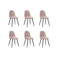 lot de 6 chaises à manger chaises à dîner, chaises de cuisine rose velours qdtr53557