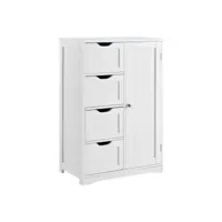 armoire étagère commode de salle de bain meuble de rangement mdf laqué 81 cm blanc helloshop26 03_0000781