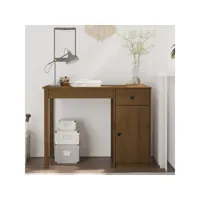 bureau informatique table de bureau - marron miel 100x50x75 cm bois massif de pin meuble pro frco67620