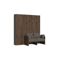 armoire lit 160x190 avec canapé et colonne de rangement bois noyer kanto-couleur microfibre 09
