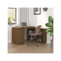 bureau - bureau informatique table d'ordinateur - marron miel 110x50x75 cm bois massif de pin meuble pro frco49450
