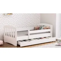 lit enfant lit simple pour enfant avec tiroir sous lit inclus - classique (180x80, avec matelas, blanc) 0634921312128
