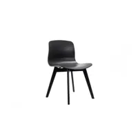 lot de 2 chaises design loly avec pieds en bois teinté - noir