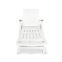 bain de soleil - transat - chaise longue avec repose-pied plastique blanc pewv92803 meuble pro
