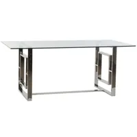 table à manger table de salle à manger rectangulaire en acier et verre - longueur 180 x hauteur 75 x profondeur 90 cm