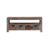 table de salon gris 100x50x40 cm bois de sesham massif