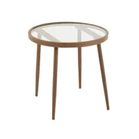 table gigogne rond métal et verre marron foncé boni d 50 cm