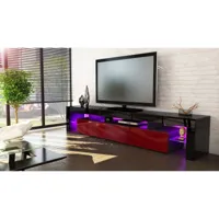 meuble tv noir et bordeaux 189 cm avec led