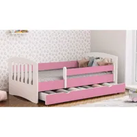 lit enfant lit simple pour enfant avec tiroir sous lit inclus - classique (160x80, avec matelas, rose) 0634921312142
