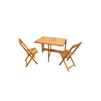 interbuild real wood ensemble de table murale slat medium (1 table avec 2 chaises), teck doré