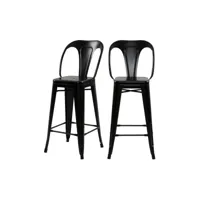 chaise de bar mi-hauteur indus noir mat 67 cm (lot de 2)
