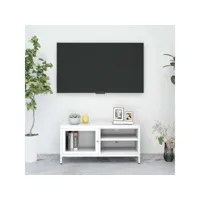 meuble tv - armoire de tv  banc tv  pour salon blanc 90x30x44 cm acier et verre -neww87904
