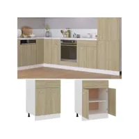 armoire de plancher tiroir, meuble bas cuisine, armoire rangement de cuisine chêne sonoma 60x46x81,5 cm aggloméré pewv53346 meuble pro