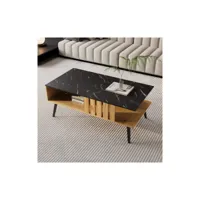 table basse patchwork en bois noir, design pvc, élégance, entretien facile, 90*54*40cm moselota