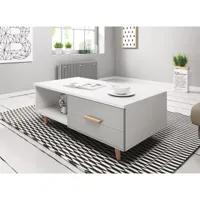 table basse - 110 cm - blanc mat / gris brillant - style scandinave sweden