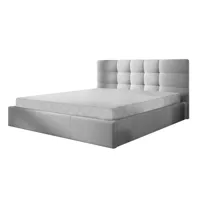 mael - lit coffre - 180x200 - en tissu - sommier inclus - best mobilier - gris clair