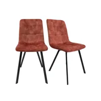 lot de 2 chaises en velours rouge et piètement métal noir - nami 66088063lot2