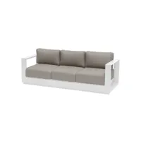 canapé de jardin en aluminium allure - 3 places - gris minéral et blanc