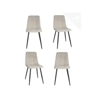 lot de 4 chaises salle à manger design textile matelassé dila (beige)