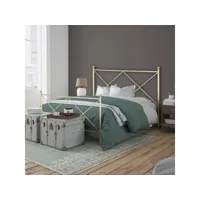 lit double en fer alba avec pied de lit ivoire