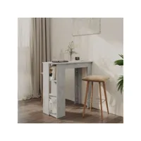 table de bar table haute  table de cuisine avec étagère gris béton 102x50x103,5 cm aggloméré meuble pro frco66156