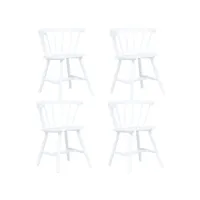lot de 4 chaises  chaises de salle à manger chaise de cuisine  blanc bois d'hévéa massif meuble pro frco23596