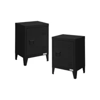 lot 2x armoire de classement noir en acier 40x30x57,5cm table de chevet stockage 490014001