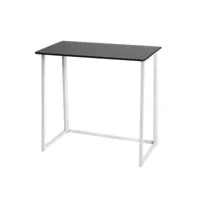 bureau hwc-k67 pliable, table console pliante table d'ordinateur portable table de rangement, 80x45cm, métal mdf ~ blanc noir