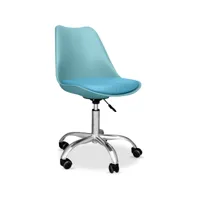chaise de bureau à roulettes - chaise de bureau pivotante - tulip aquamarine
