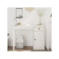 bureau informatique table de bureau - blanc 100x50x75 cm bois massif de pin meuble pro frco70419