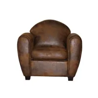 fauteuil club marron aspect vieilli vintage avec accoudoirs - cuba 60187273