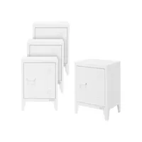 lot de 4x armoire de classement blanc en acier 40x30x57,5 cm table de chevet 490014041