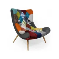 paris prix - fauteuil scandinave patchwork roman 95cm multicolore