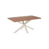 monara - table 180cm effet bois piétement etoile blanc