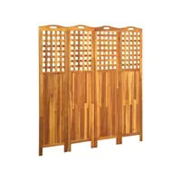 cloison de séparation 4 panneaux  paravent pour jardin, balcon, terrasse 161x2x170 cm bois d'acacia meuble pro frco81254