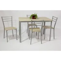 ensemble table et chaises contemporain chêne clair greta
