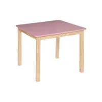 table carrée pour chambre d'enfant en mdf,pin coloris rose,naturel - longueur 60 x profondeur 60 x hauteur 48 cm