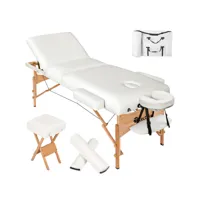 tectake set de tables de massage portable pliante à 3 zones tabourets, rouleaux de positionnement et sac de transport compris 400186