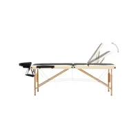 vidaxl table de massage pliable 3 zones bois noir et beige 110213