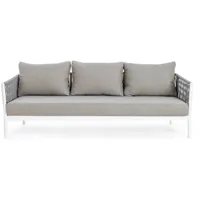 canapé de jardin aluminium blanc et tressage de cordes gris taupe flora 220 cm