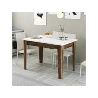 table de salle à manger avec rangement fiorita l110cm bois et blanc