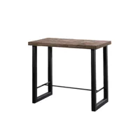 bodega - table haute en acier et bois foncé l 120