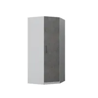 armoire d'angle dressing loft blanc mat 1 porte gris béton 100 x 100 cm 20100893449