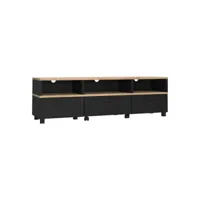 meuble tv table basse à roulettes décor bois clair et noir - helya 67187317
