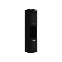 armoire de rangement paso hauteur 160 cm noir brillant - meuble de rangement haut placard armoire colonne