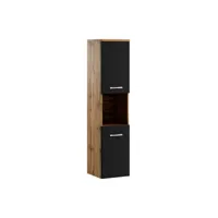 armoire de rangement de montreal hauteur 131 cm chene, noir mat - meuble de rangement haut placard armoire colonne